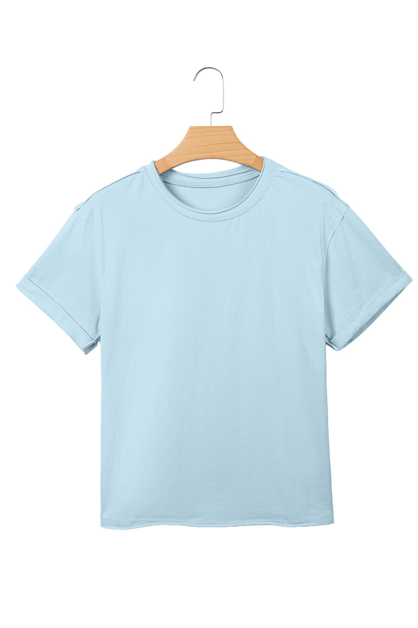 Myosotis Solid Color Round Neck Casual T Shirt