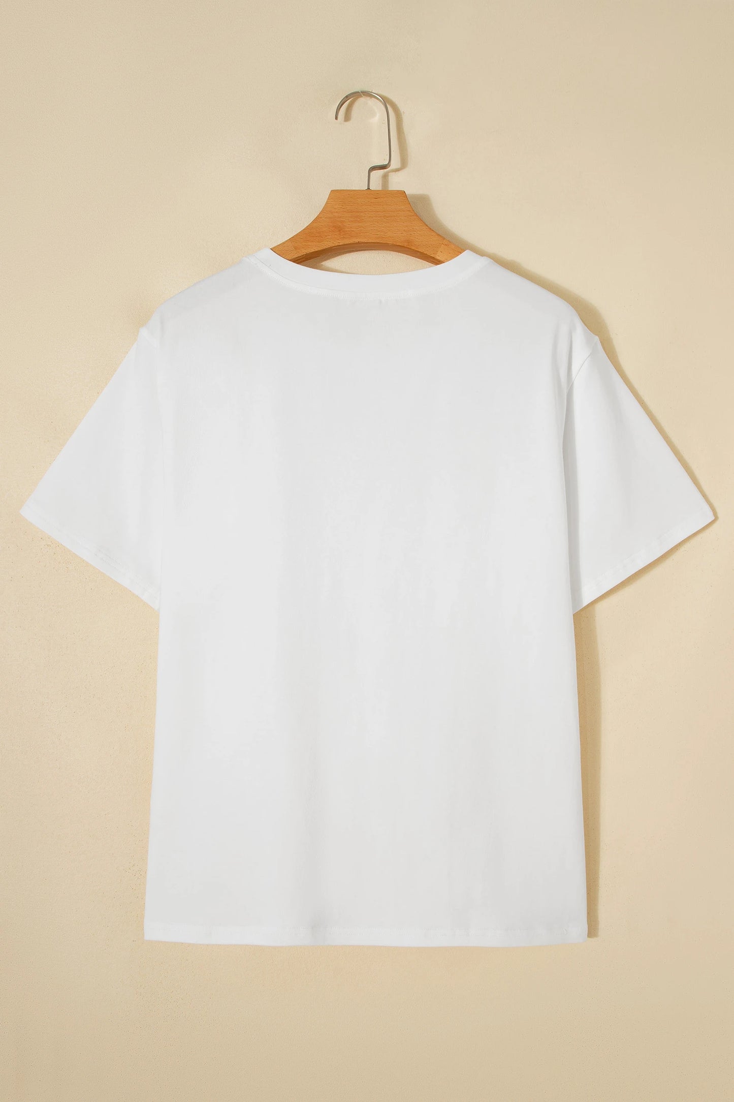 White Fancy Embroidered Patch Flag Casual T Shirt