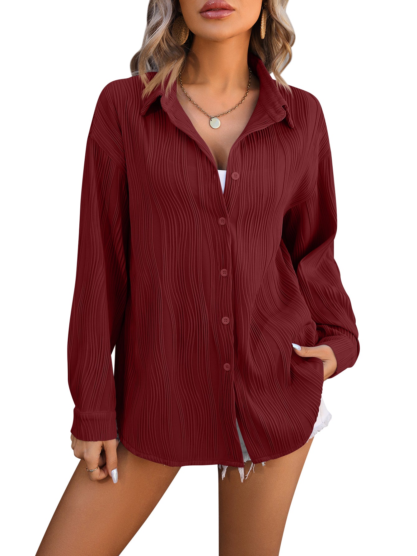 Wave Texture Loose Fashion Shirt
