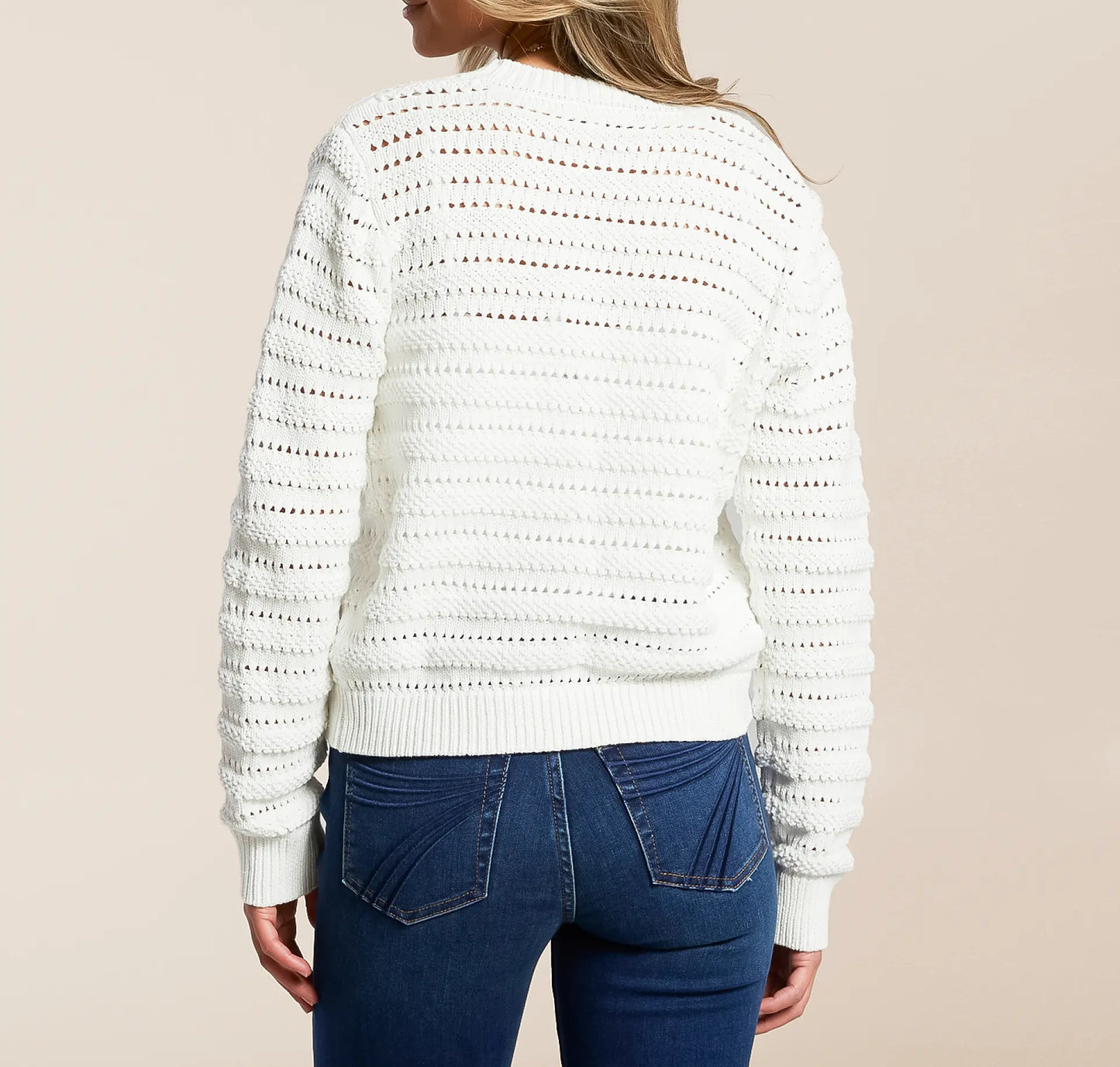 Women's Romantic Crochet Knit Button-Down Cardigan Sweater