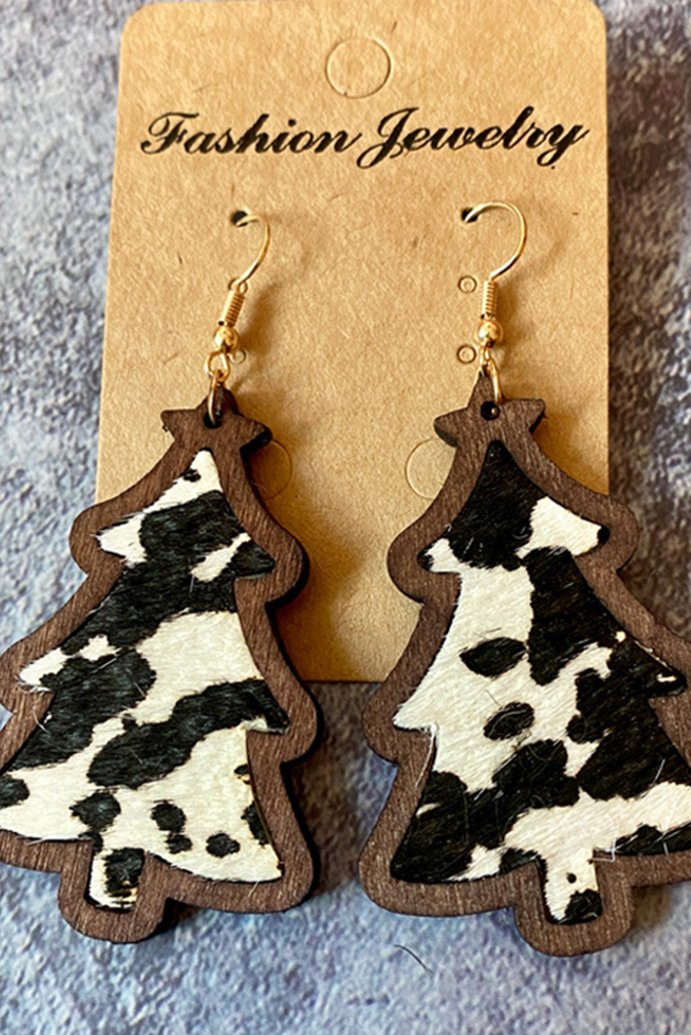 Christmas Checker Graphic Wooden Earrings