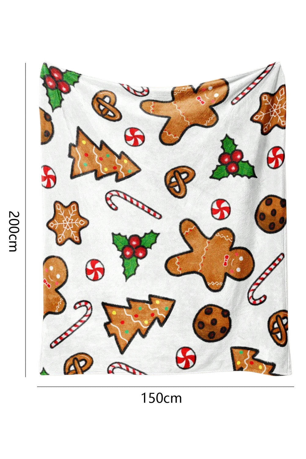White Christmas Gingerbread Man Candy Elements Printed Blanket