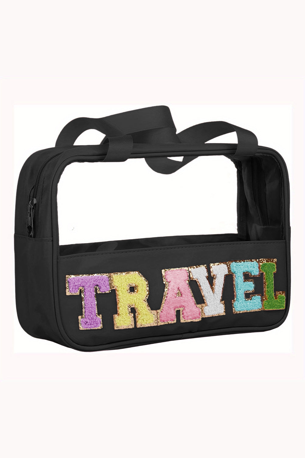 Parchment TRAVEL Chenille Letter Clear PVC Makeup Bag