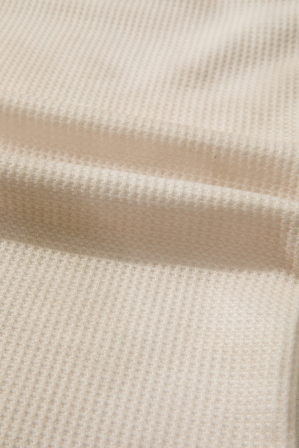 Beige Floral Patched Waffle Textured Colorblock V Neck Casual Hooded Top