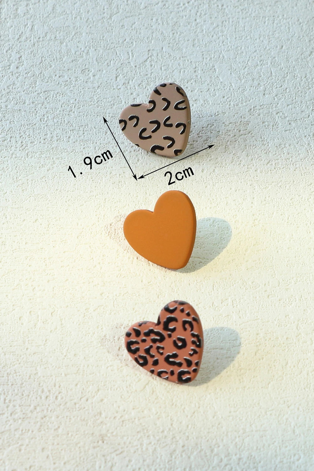 Thai Curry 3 Pairs Leopard Heart Studded Earring Set