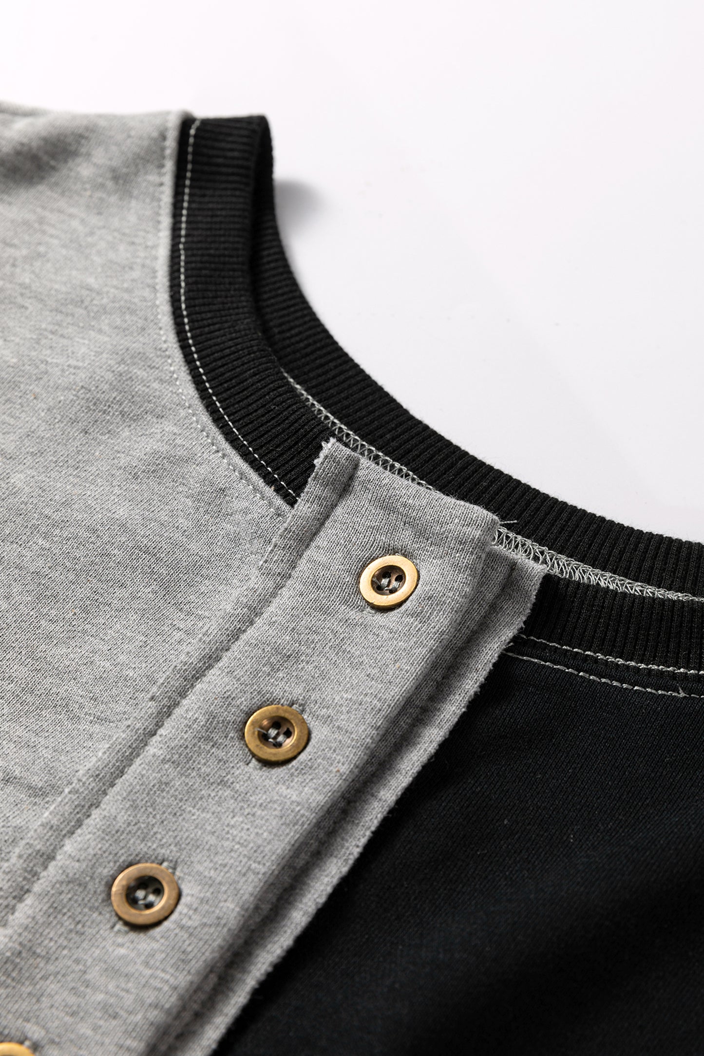 Parchment Colorblock Henley High Low Oversize Sweatshirt