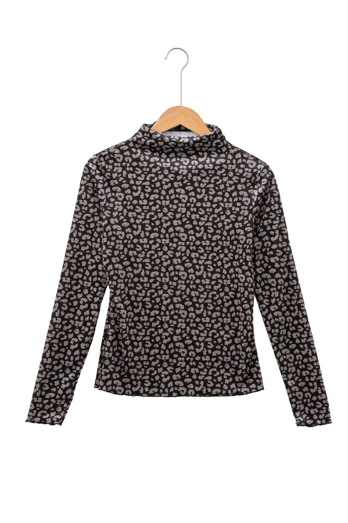 Brown Leopard Print Long Sleeve Sheath Pullover Western Style Top