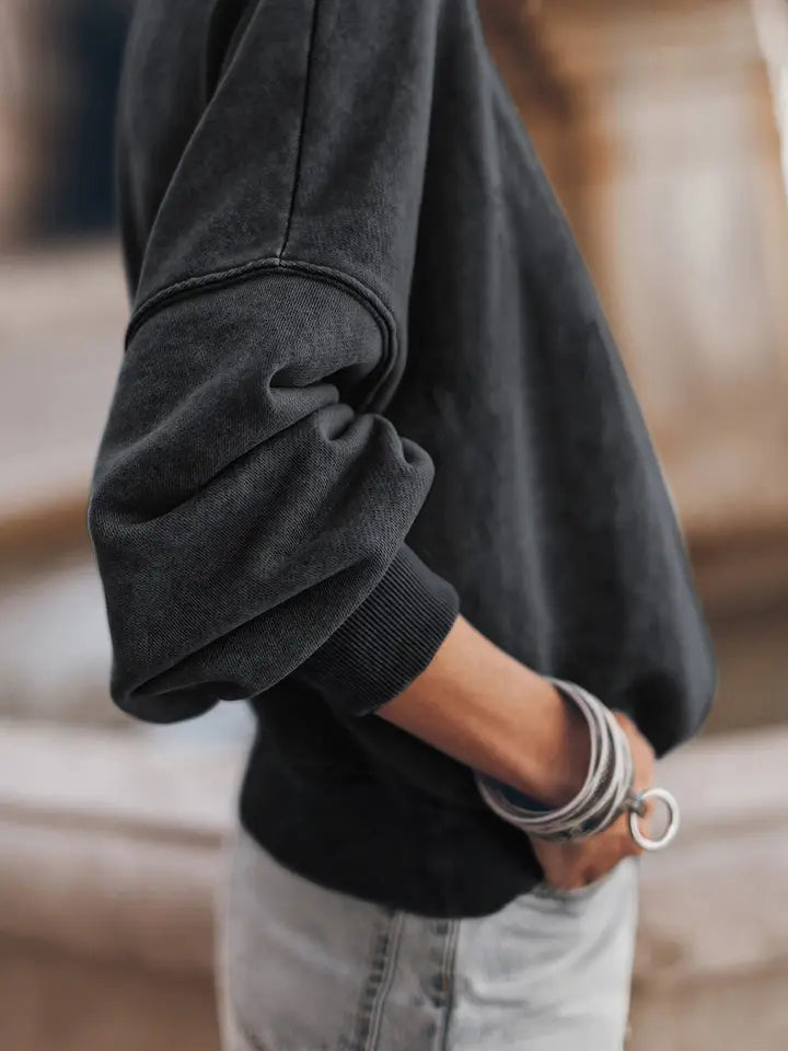 Brown Drop Shoulder Crew Neck Pullover Sweatshirt