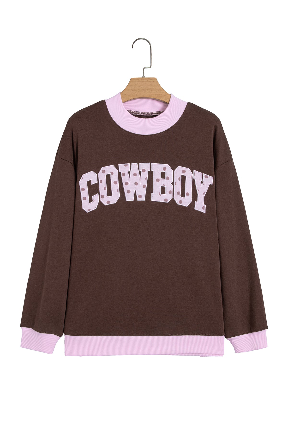 Coffee Polka Dot Letter Graphic Colorblock Tunic Sweatshirt