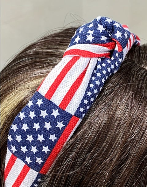 Navy Blue Flag Day Knotted Headband