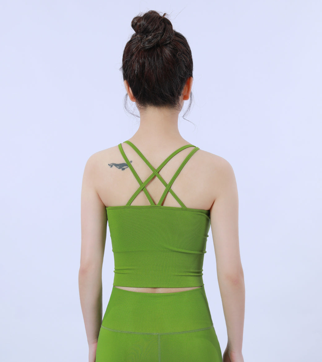 LOVESOFT Womens Back Cross Gym Tank Top Seamless Yoga Bra