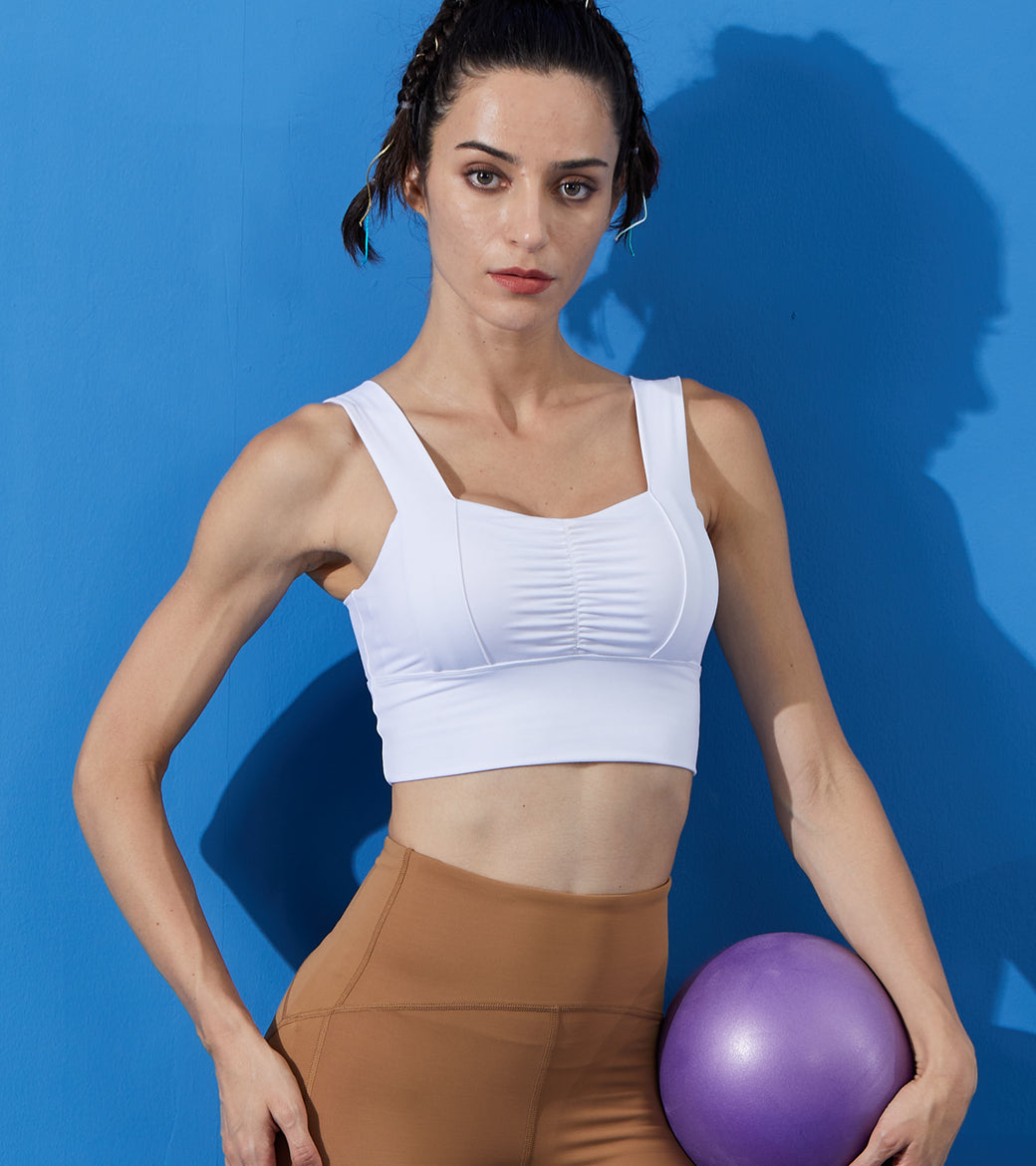 LOVESOFT レディース ホワイト ライクラ フィットネス ランニング ヨガ ブラ