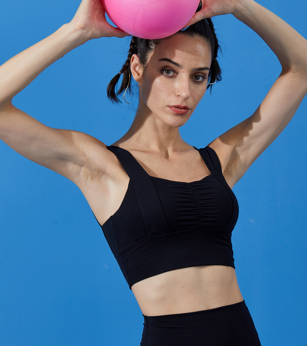 LOVESOFT Women's Black Lycra Fitness Running Yoga Bra