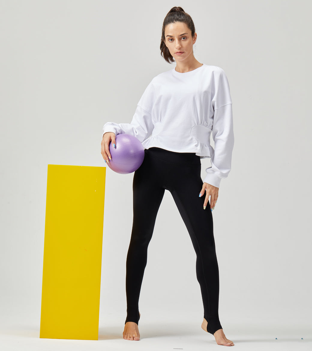 LOVESOFT Women's Black Easy Warm Yarm High Waist Hips Running Yoga Stepping Pants