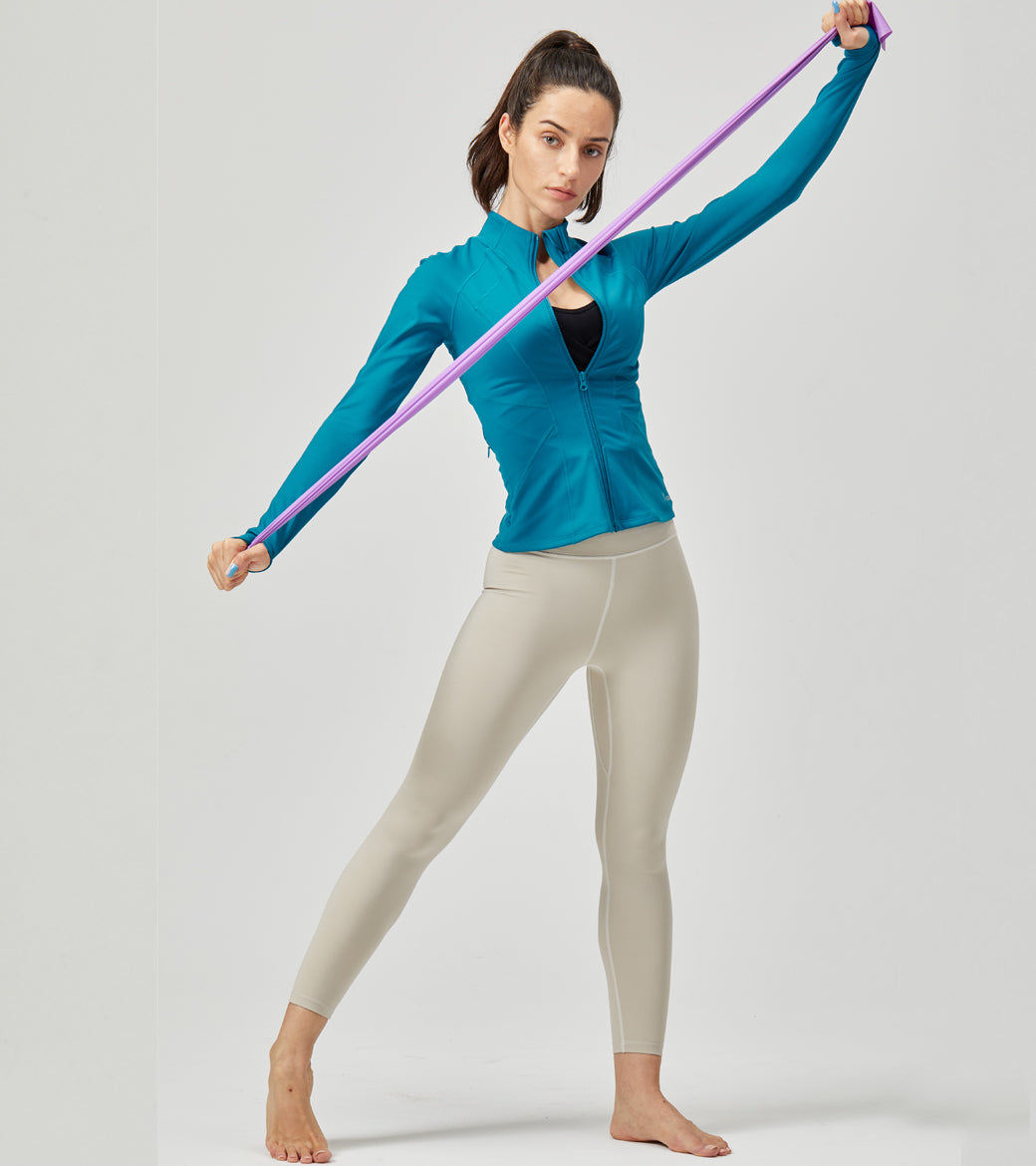 LOVESOFT Womens Blue Side Pocket Thermal Gym Jacket With Zipper