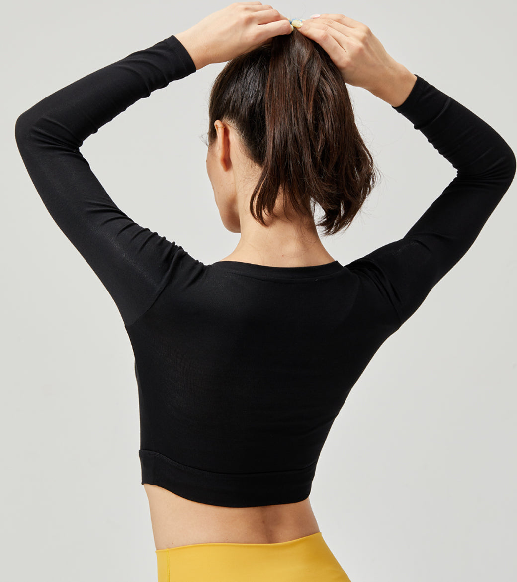 LOVESOFT レディース ブラック シン ドローストリング 調節可能 ロングスリーブ トップ