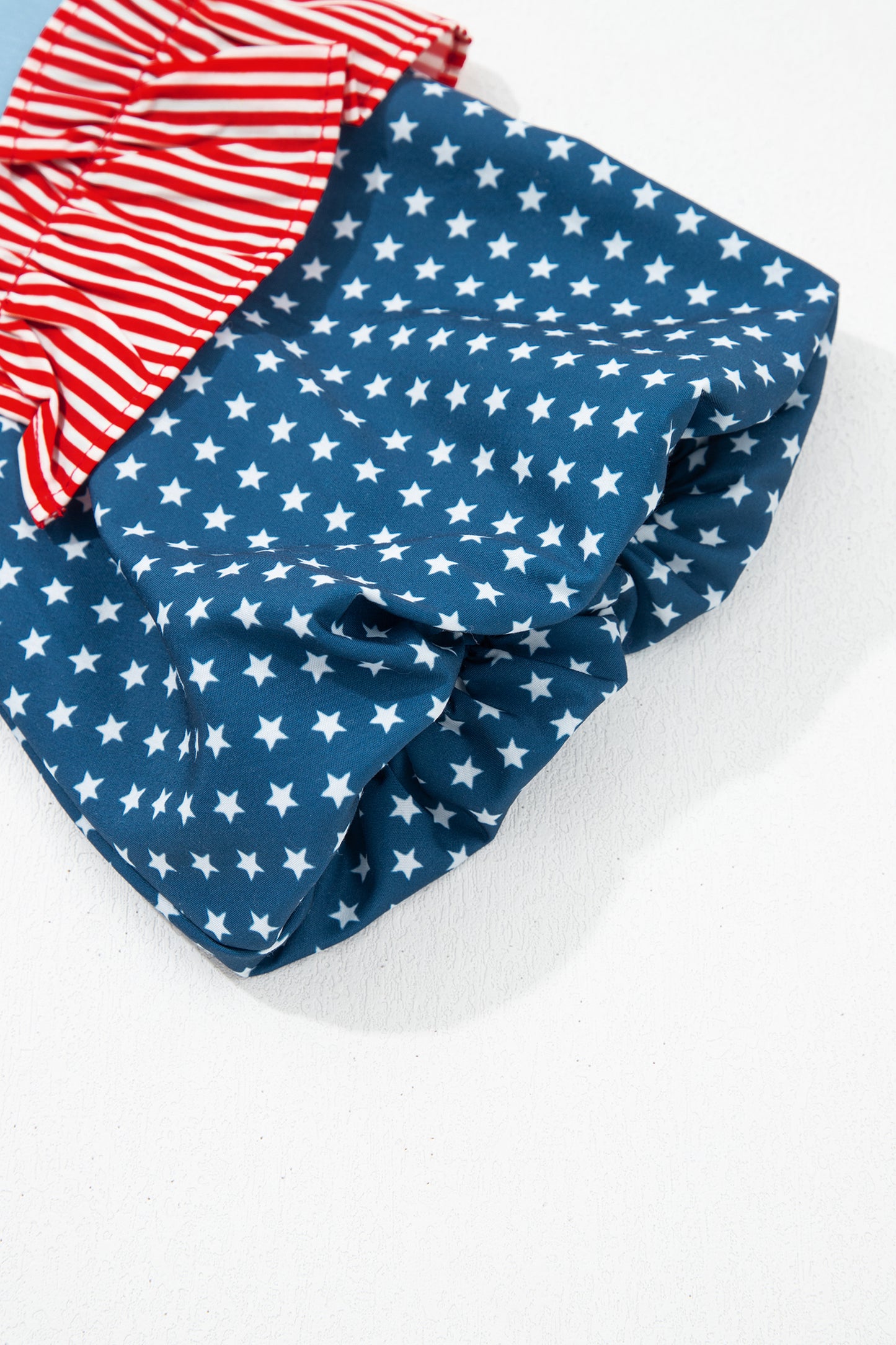 Fiery Red Stars Stripes Short Puff Sleeve Top