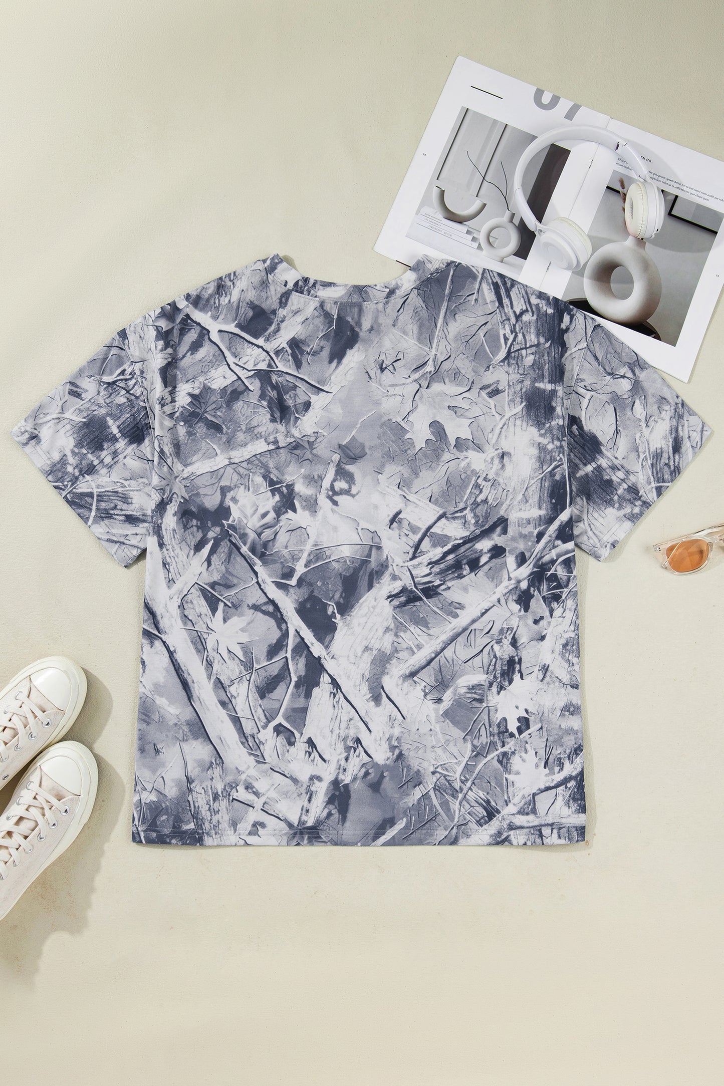 Camouflage Plus Size Tee Oversized Graphic Print