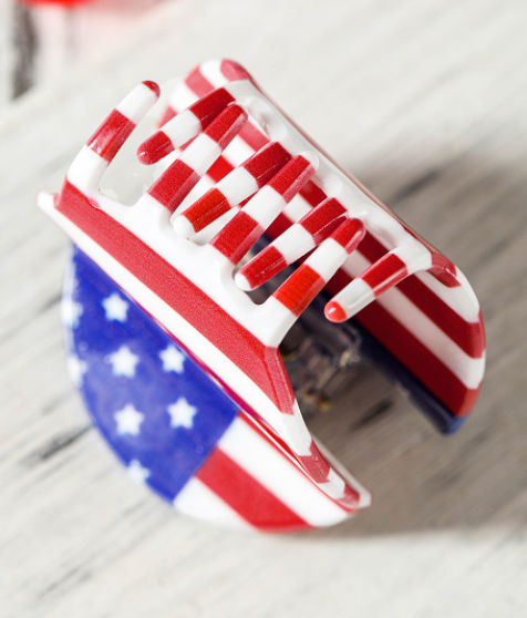 Dark Blue Independence Day Flag Pattern Hair Claw
