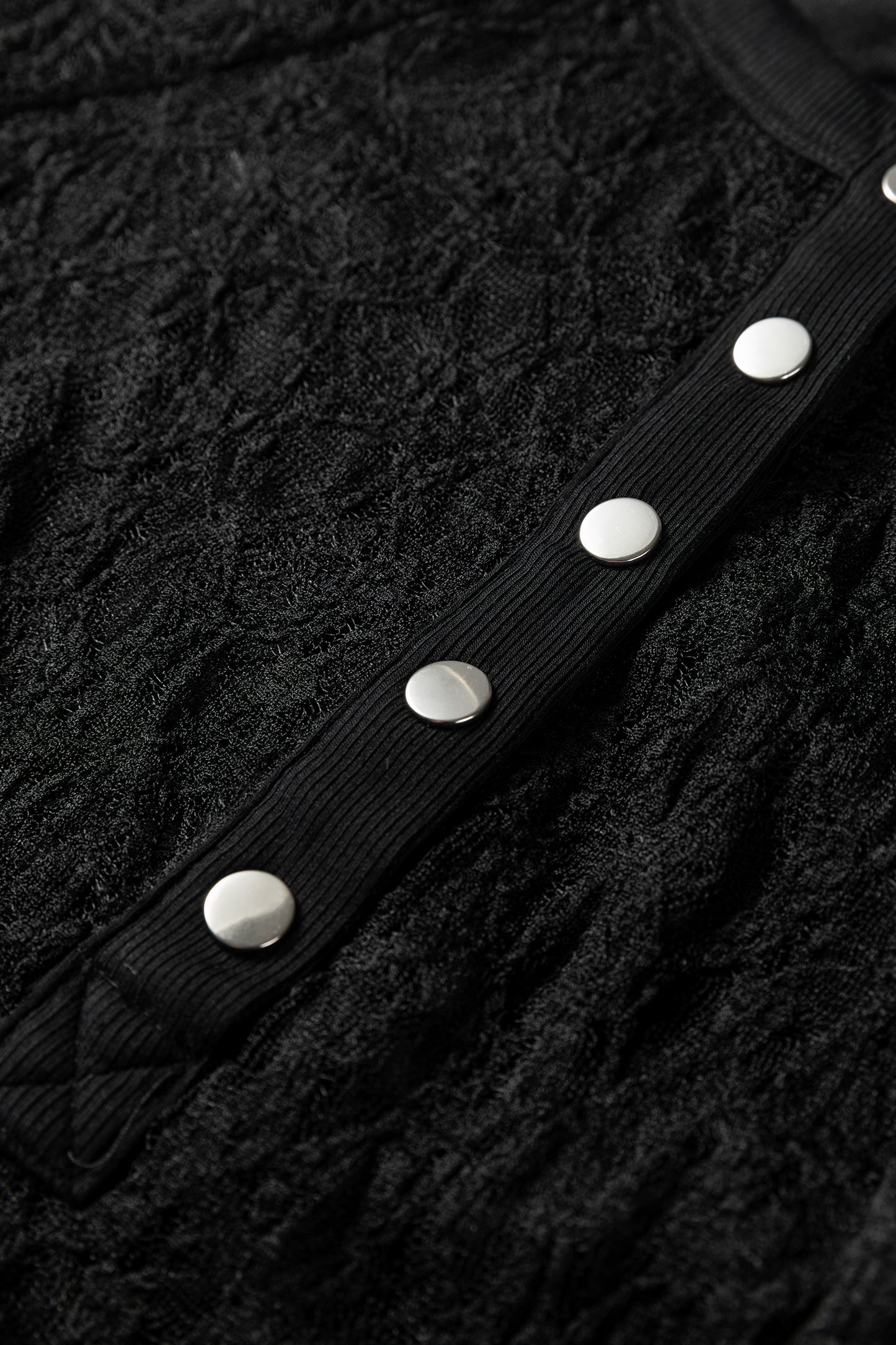 Black Sheer Lace Long Sleeve Slim Henley Top