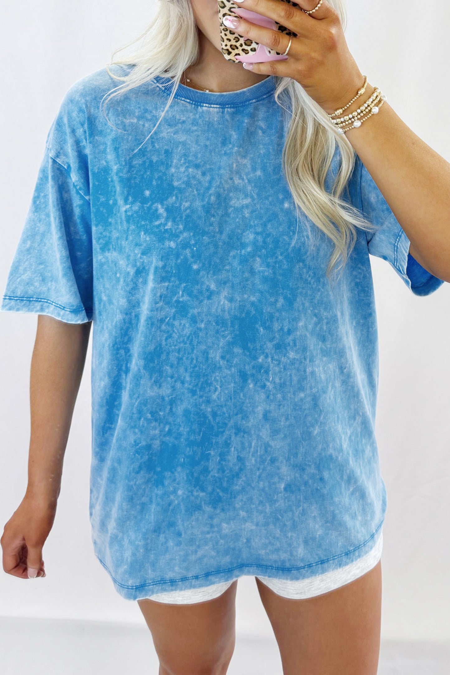 Mineral Wash Cotton Tee Oversized Casual Shift Top
