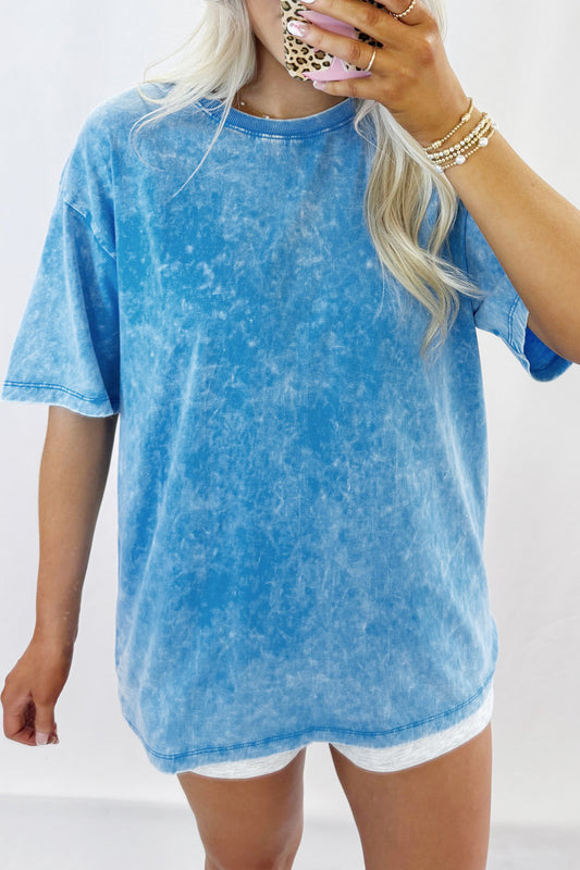 Mineral Wash Cotton Tee Oversized Casual Shift Top