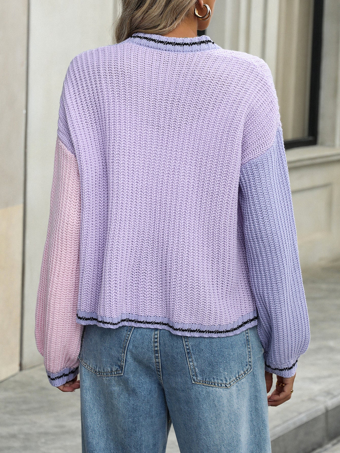 Splicing Women's Knitted Cardigan Jacket Sweater Women