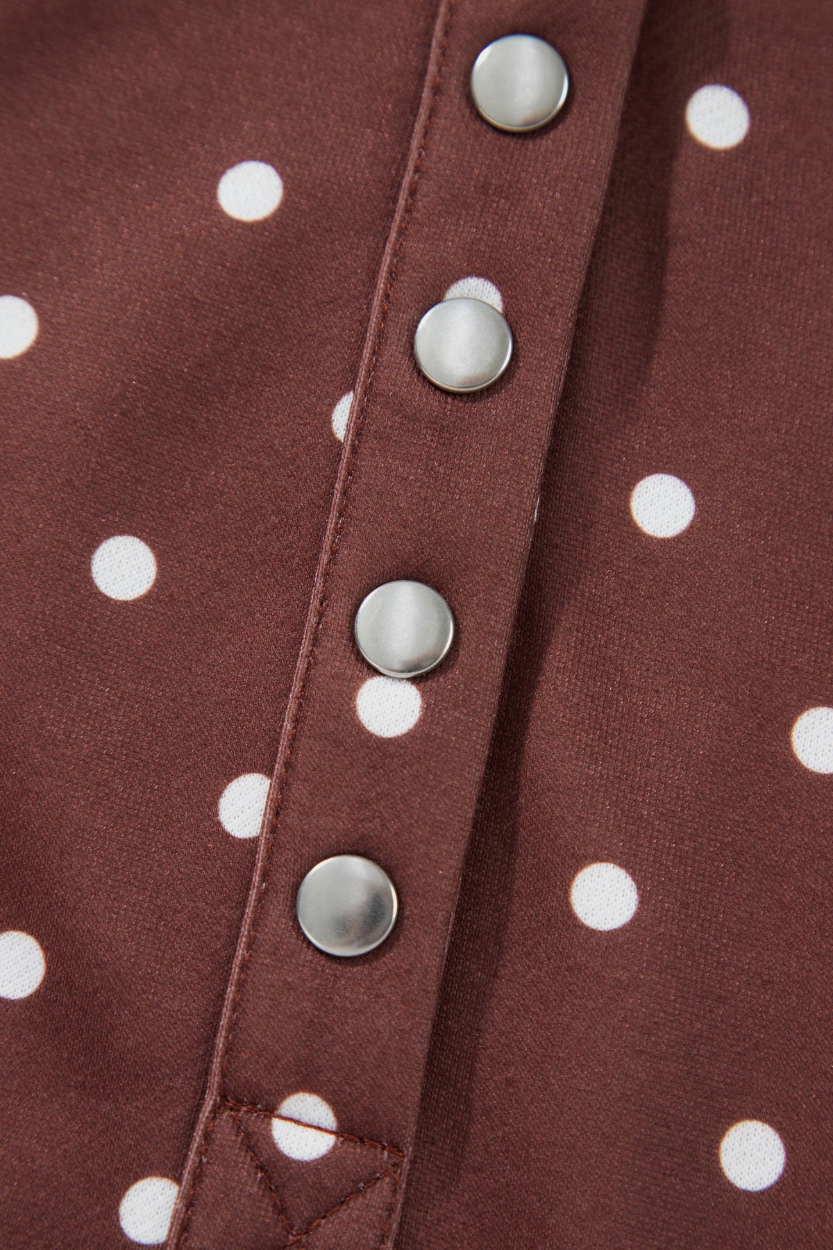 Polka Dot Print Metal Button Collar Casual Pullover Sweatshirt
