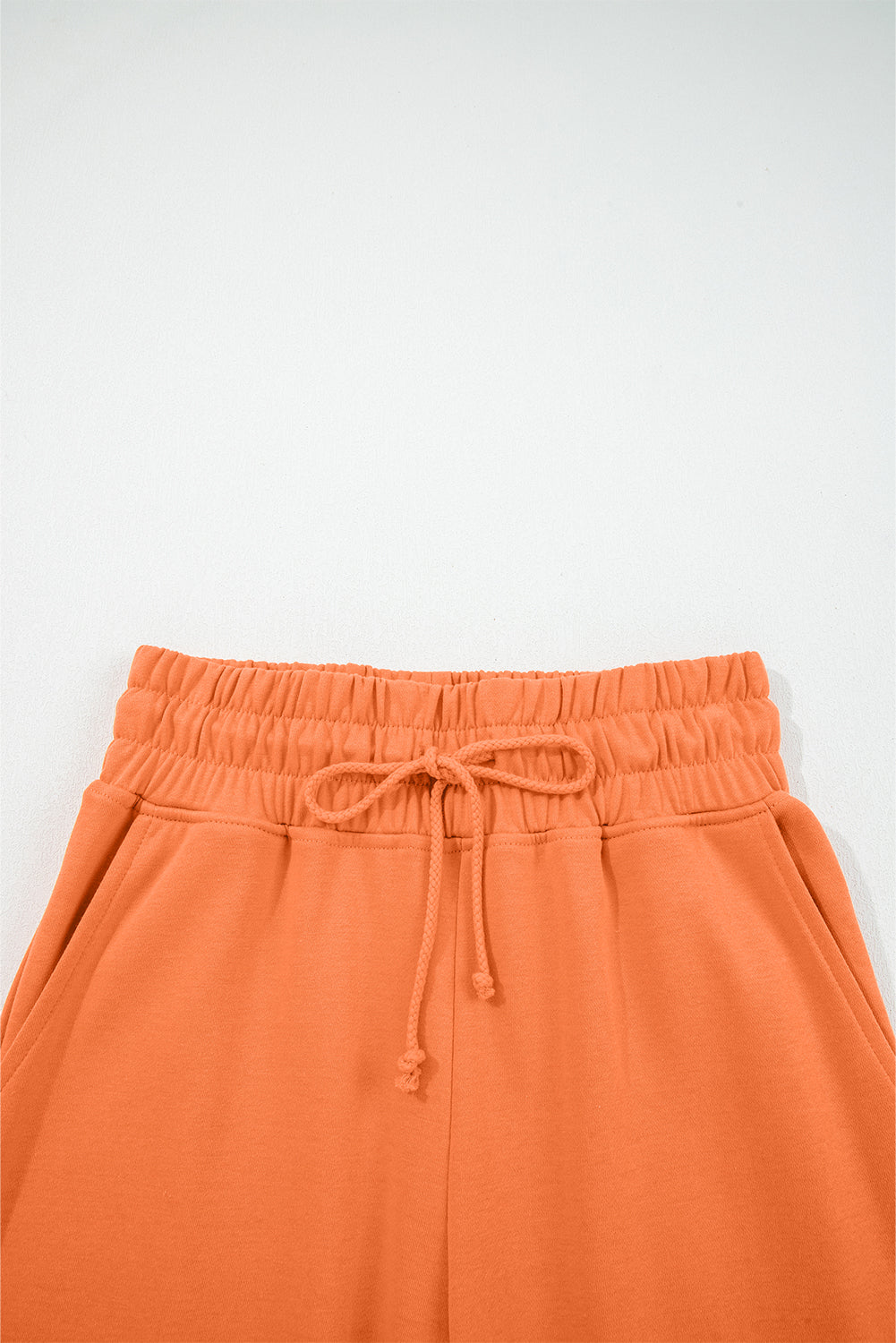 Yellow Cream Drop Shoulder Puff Sleeve Crop Pullover Drawstring Wide Leg Pants Set