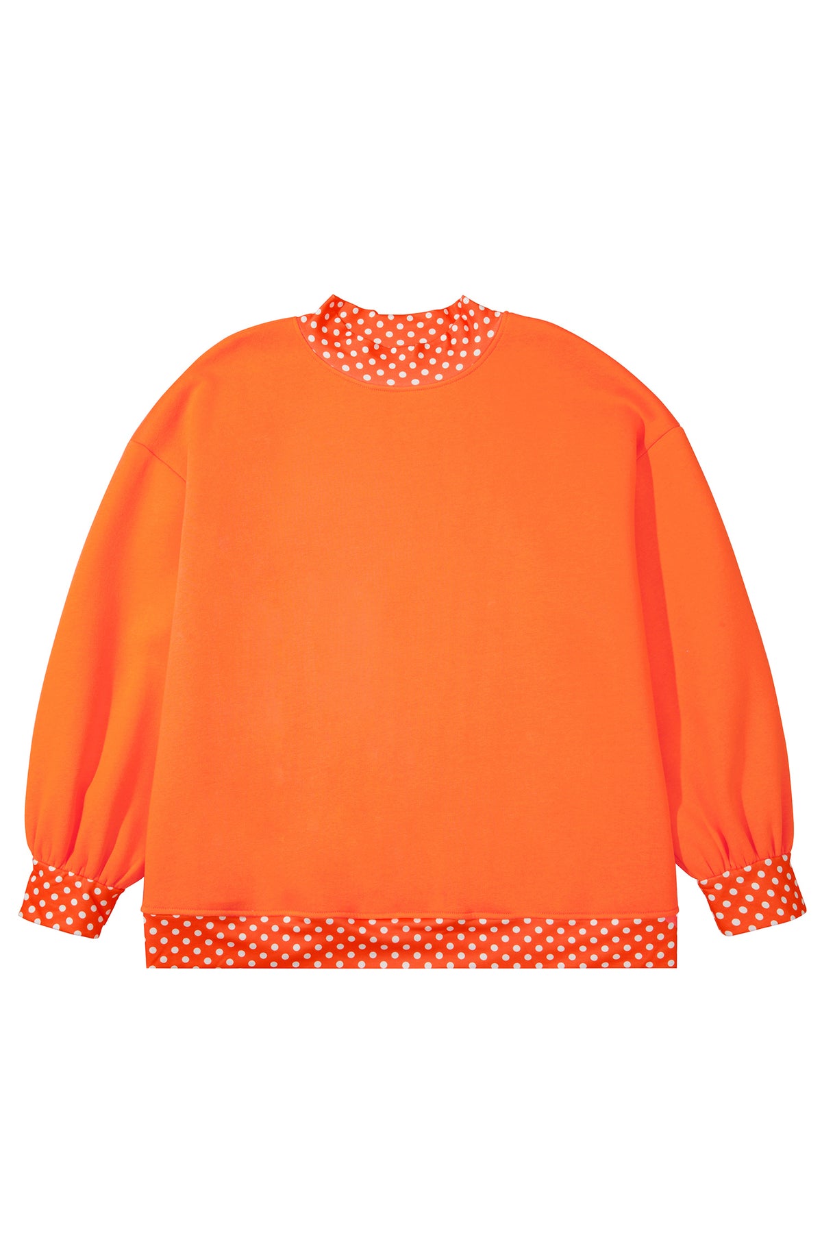Red Polka Dot Patchwork Round Neck Plus Size Sweatshirt