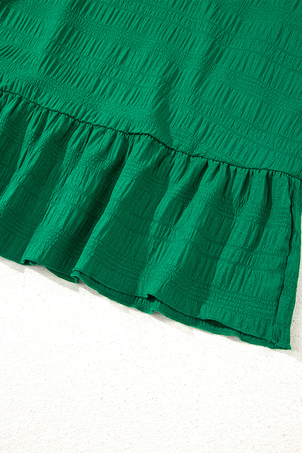 Dark Blue Textured Flutter Sleeve Ruffled Mini Dress