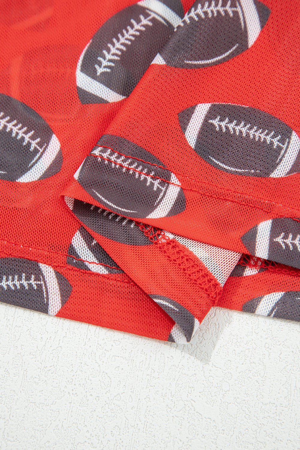 Black Game Day Rugby Mesh Sheer Long Sleeve Top