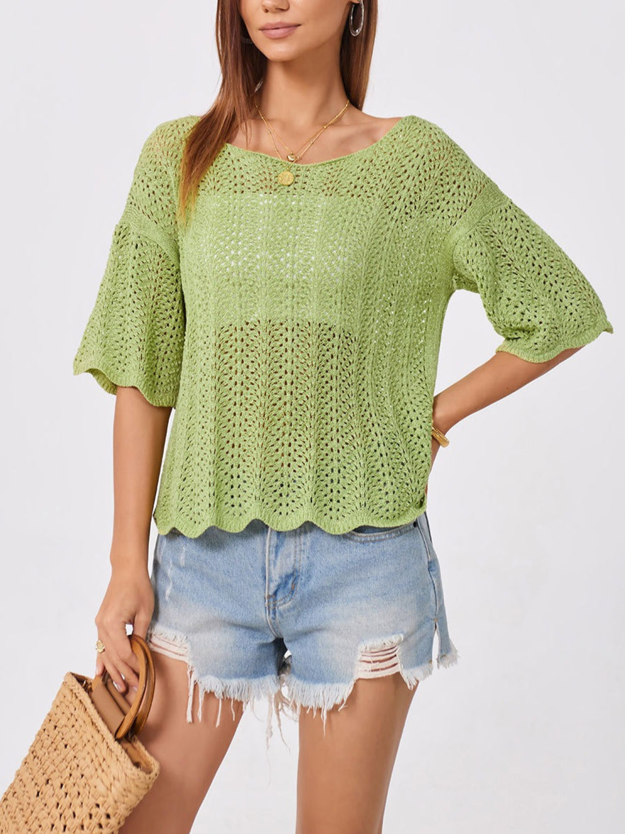 Crochet Knit Hollow Out Top Loose Summer Sweater