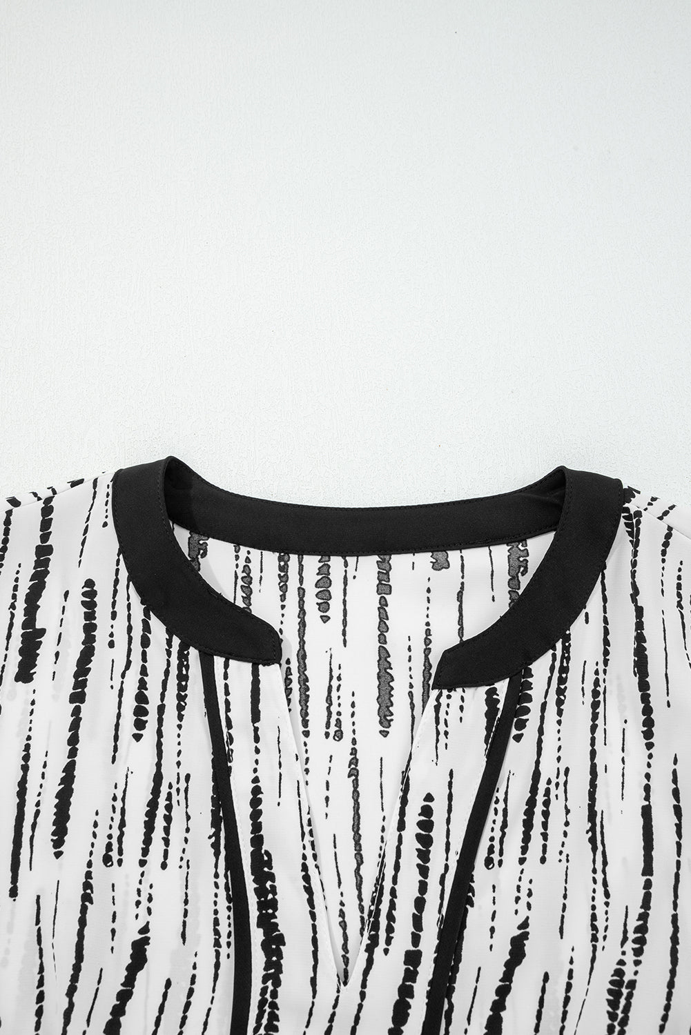 Black Abstract Printed V Neck Fall Blouse