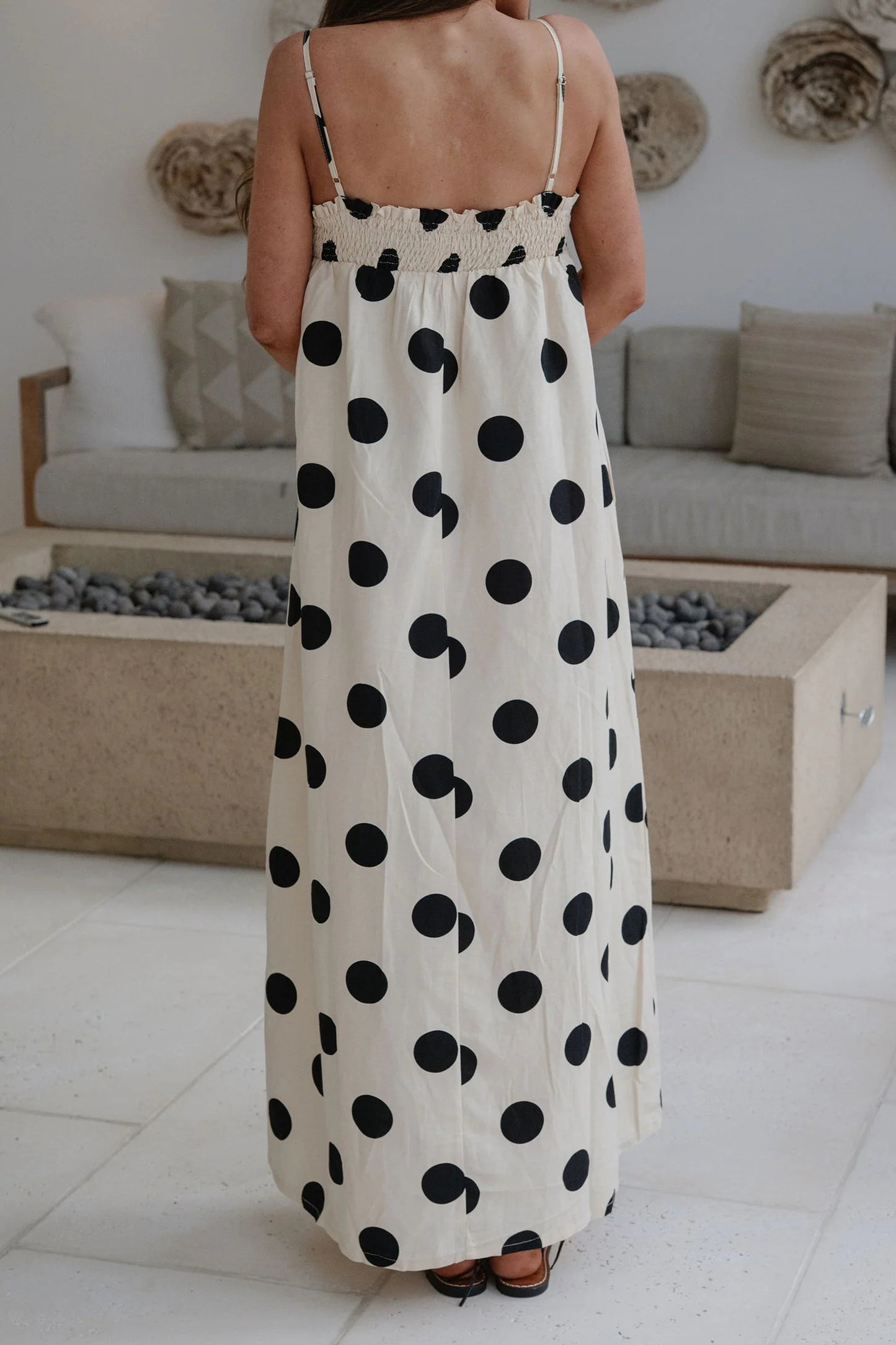 Polka Dot Polyester Maxi Dress Resort Vacation Spaghetti Straps  Sundress
