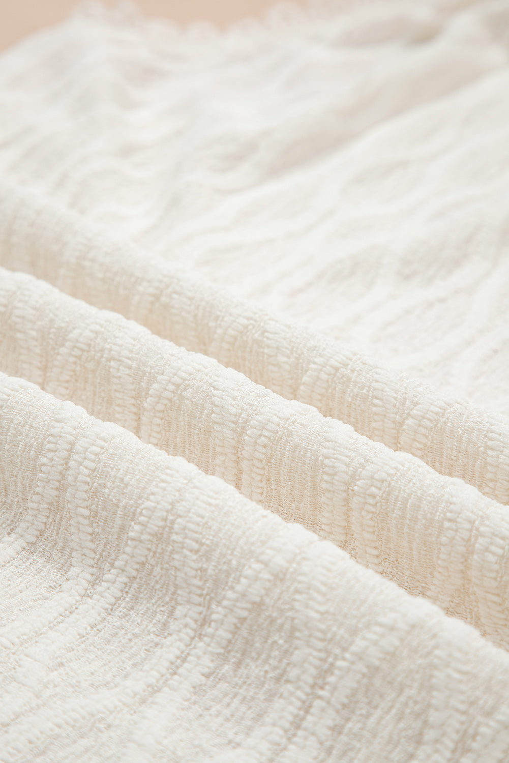 Beige Frenchy Lace Trim Textured Halter Tank Top