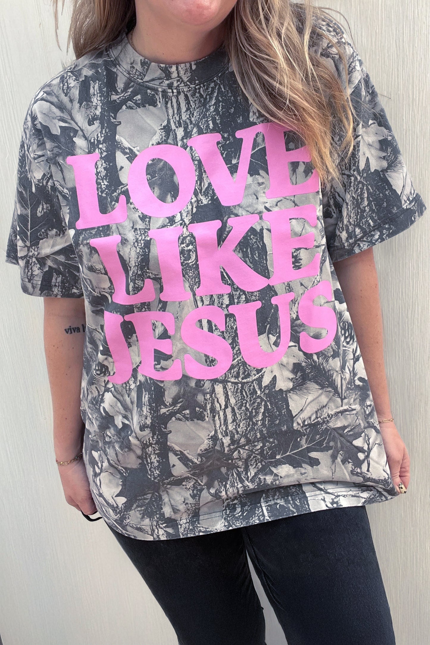 Camouflage Plus Size Tee Oversized Graphic Print