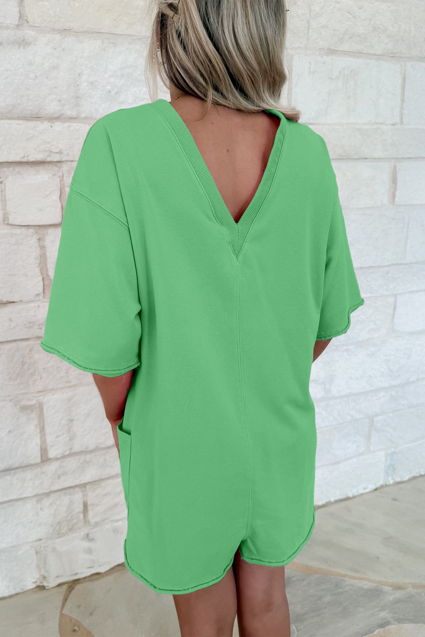 Solid Cotton Romper Shift Half Sleeve Casual Daily