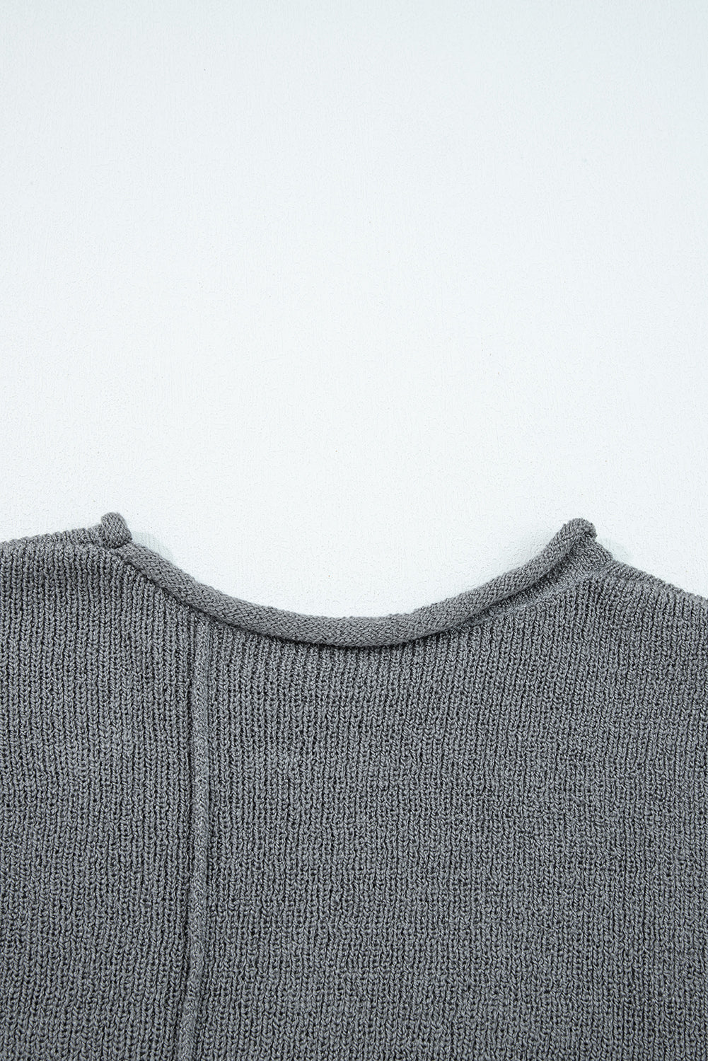 Medium Grey Raw Edge Uneven Hem Patchwork Drop Shoulder Sweater