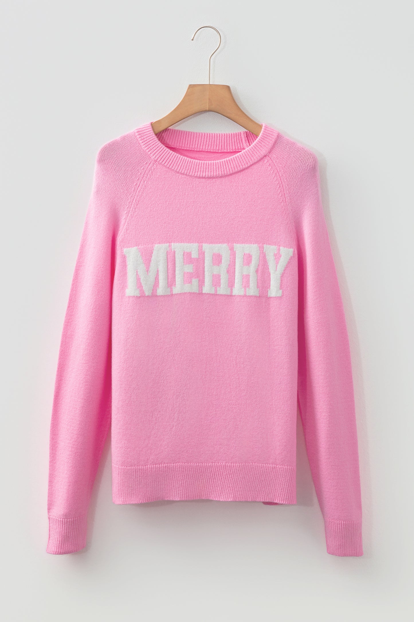 MERRY Letter Pattern Christmas Raglan Sleeve Sweater
