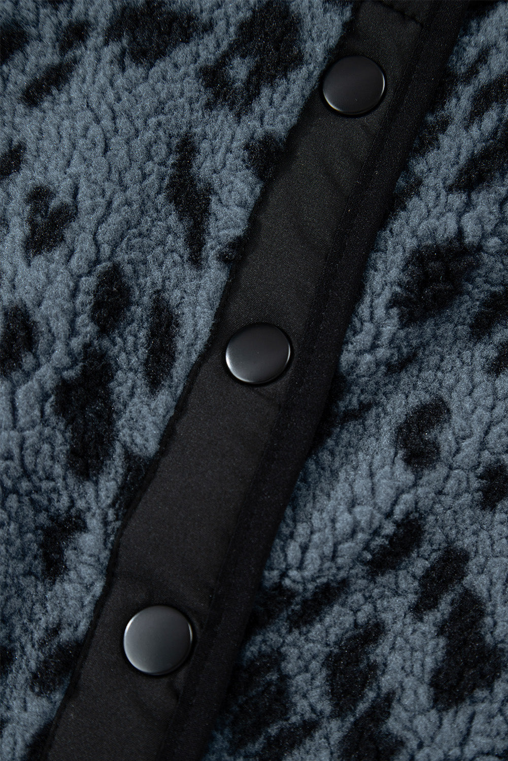 Cow Print Buttoned Stand Collar Fleece Jacket