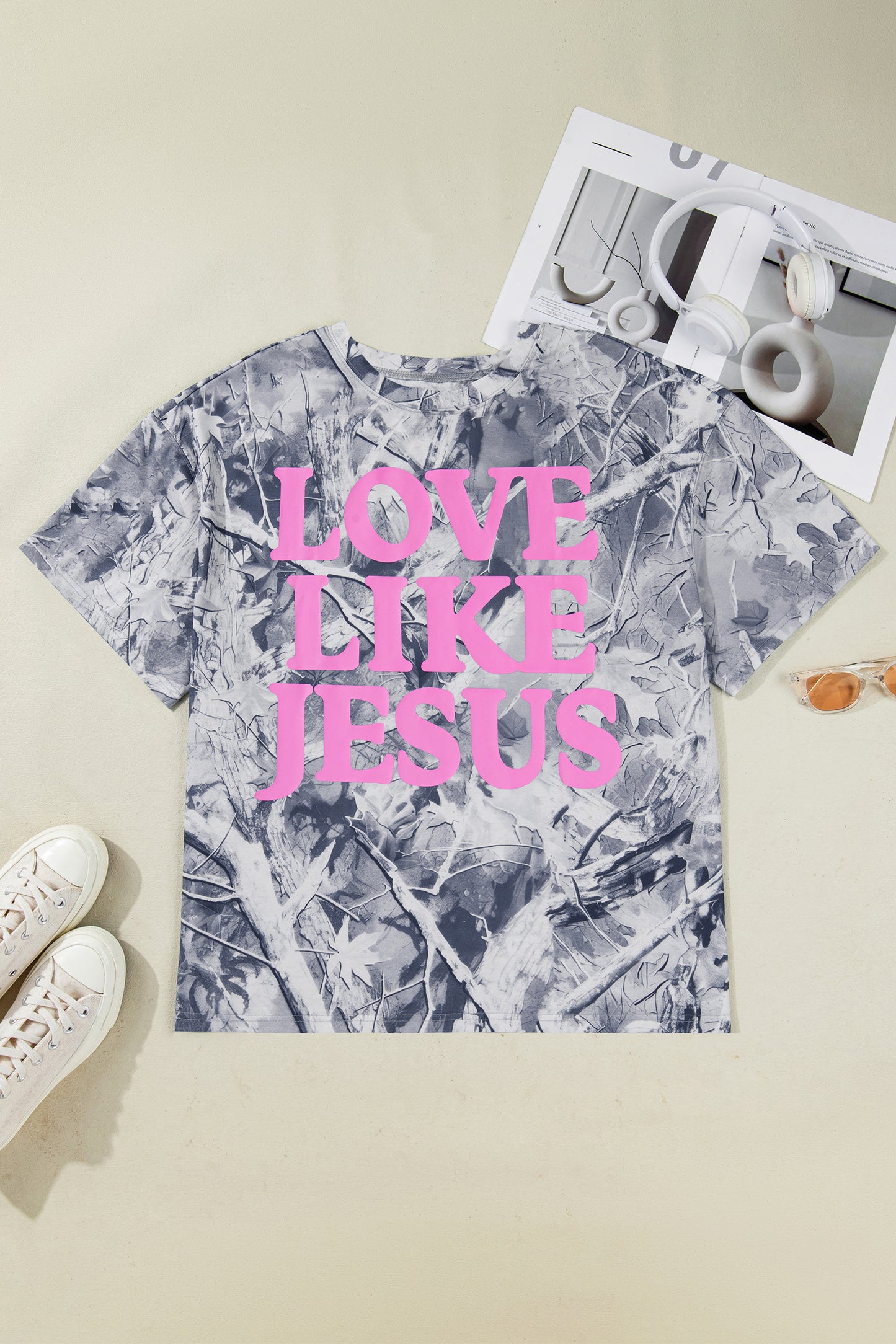 Camouflage Plus Size Tee Oversized Graphic Print
