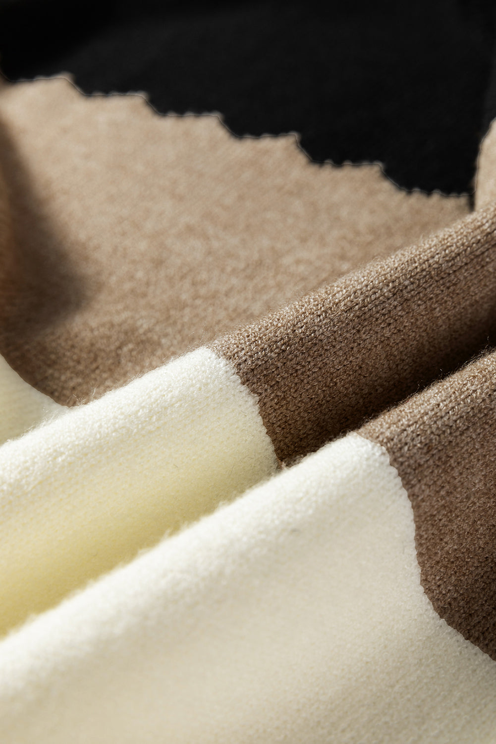 Brown Colorblock Crew Neck Drop Shoulder Sweater