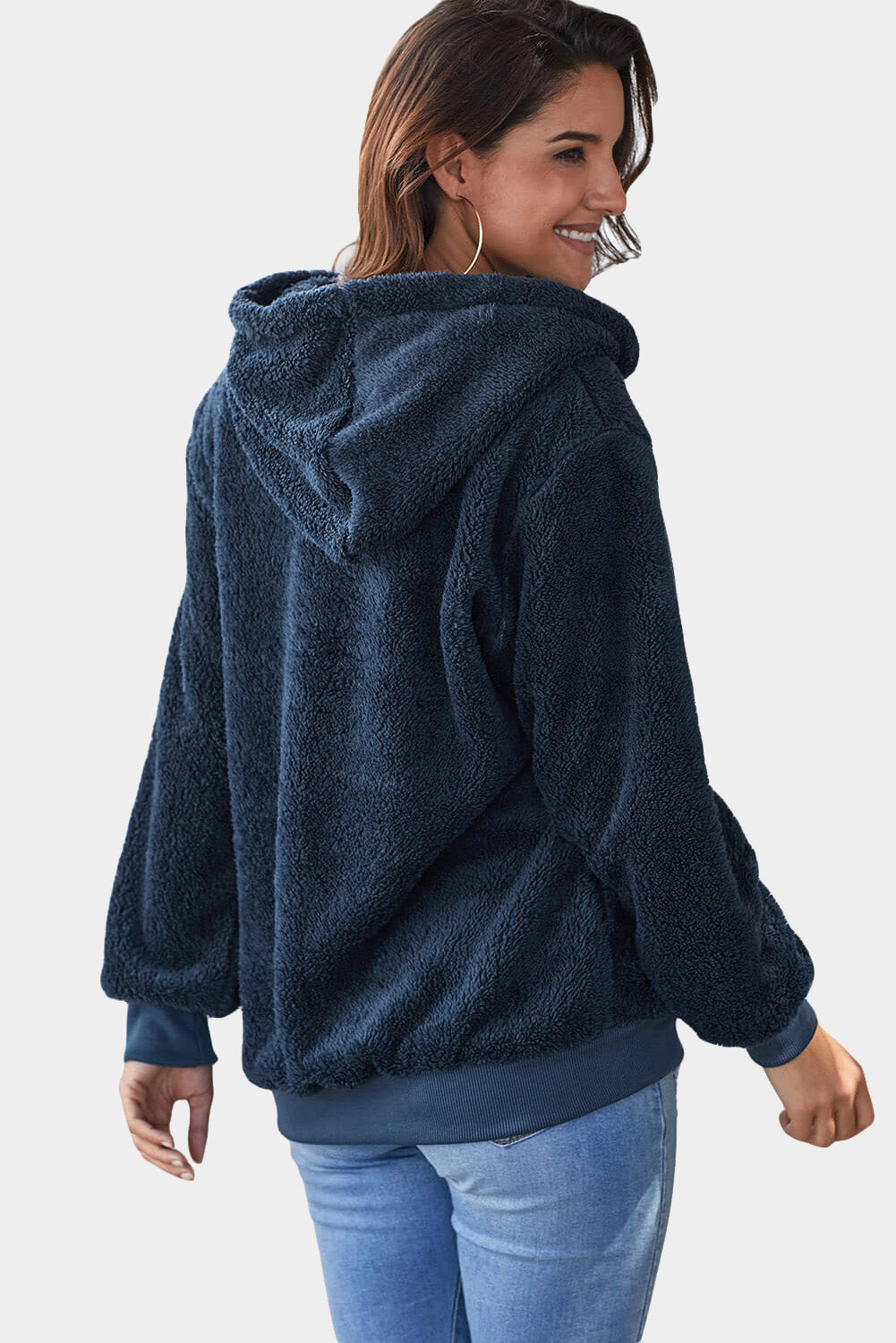 Warm Furry Pullover Hoodie Soft Cozy Fleece Sweatshirt Top