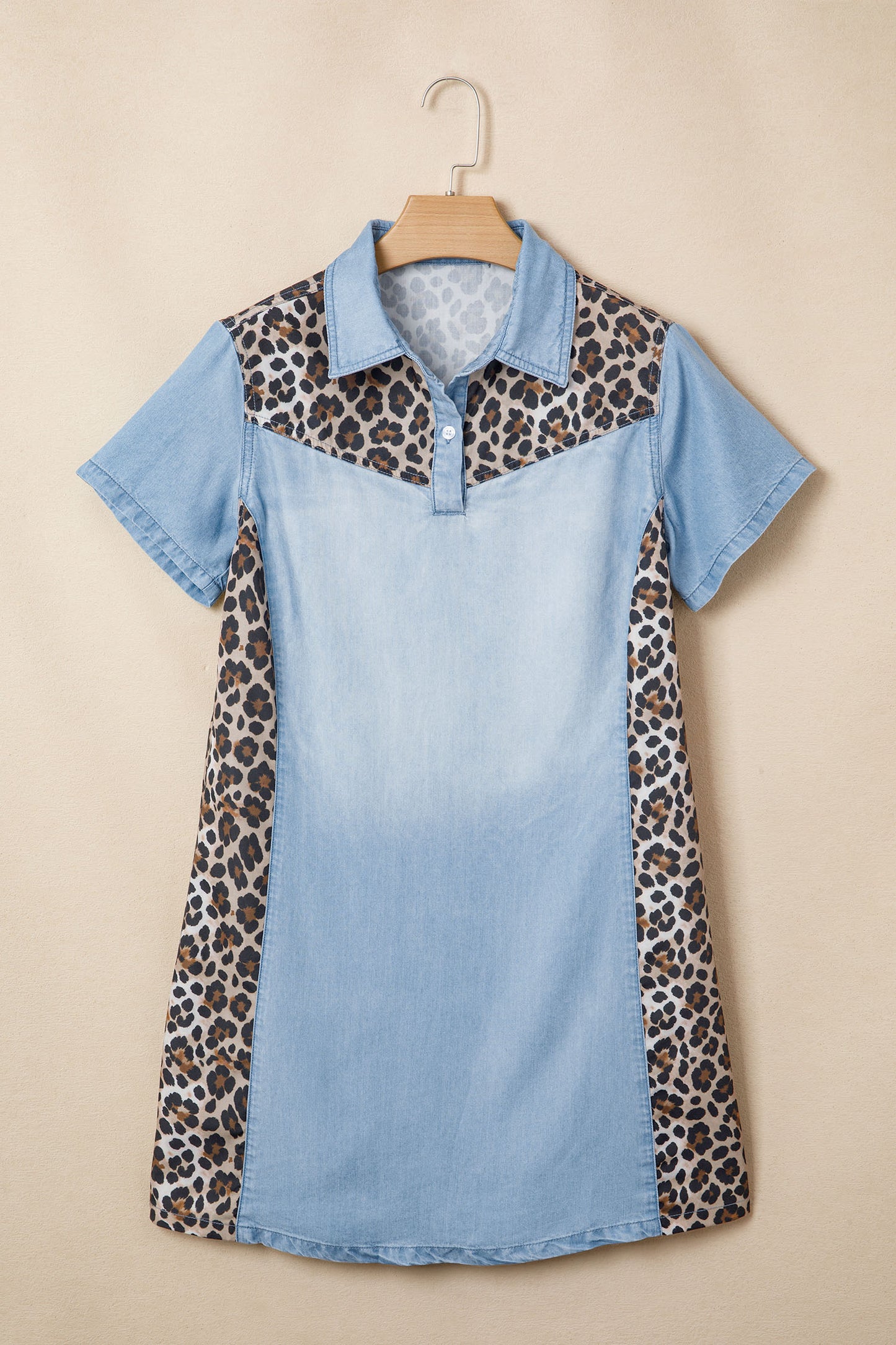 Leopard Lyocell T-Shirt Dress Casual Short Sleeve Shift
