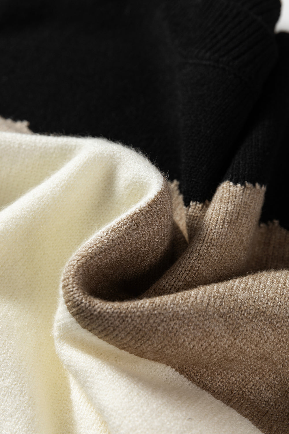 Brown Colorblock Crew Neck Drop Shoulder Sweater