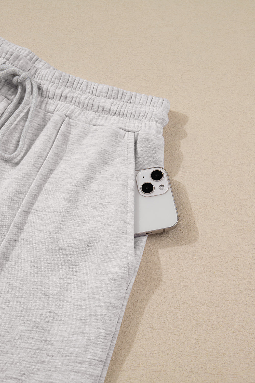 Dark Khaki Polo Collar V Neck Pullover and Drawstring Sweatpants Set