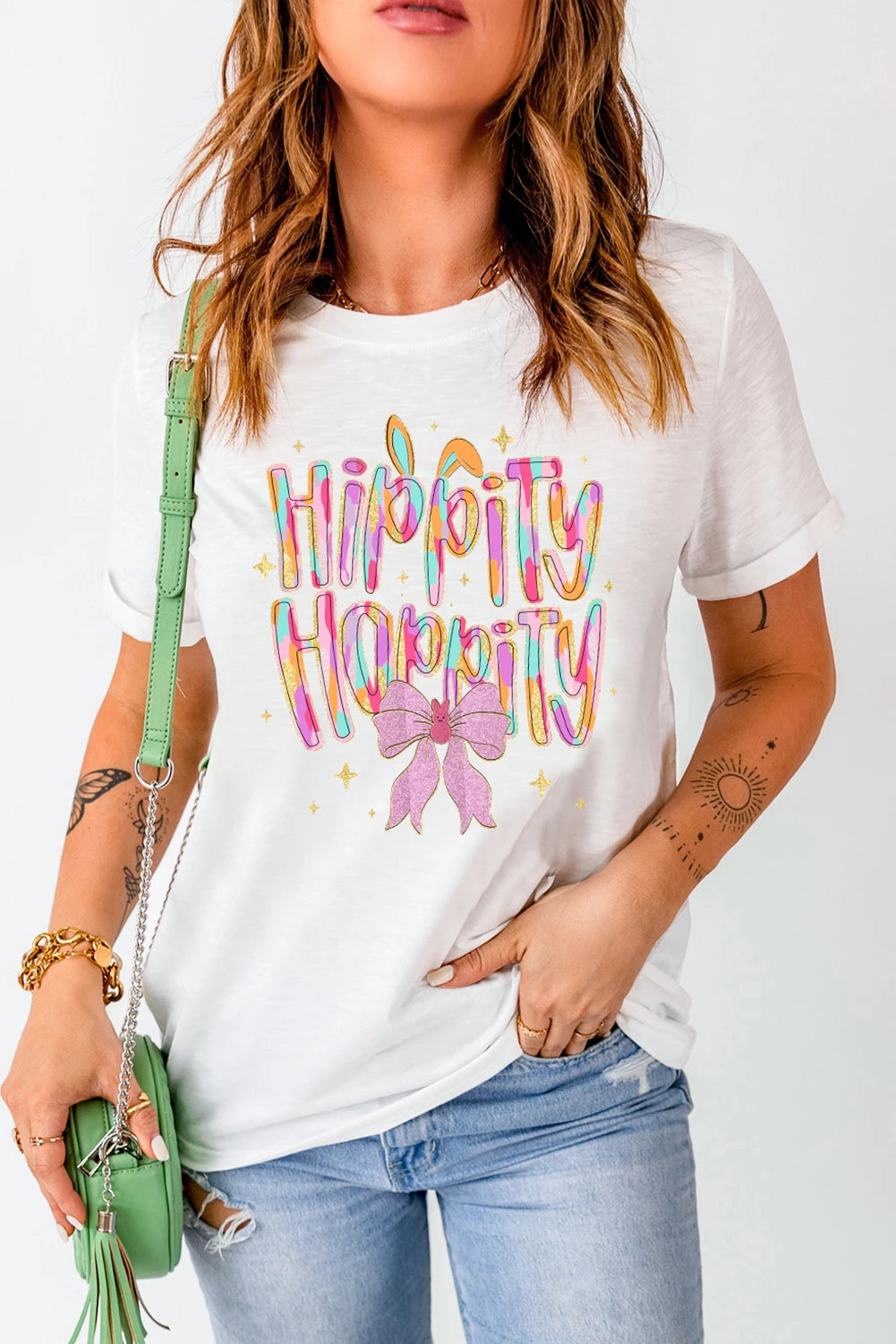 White Hippity Hoppity Graphic Loose Tee