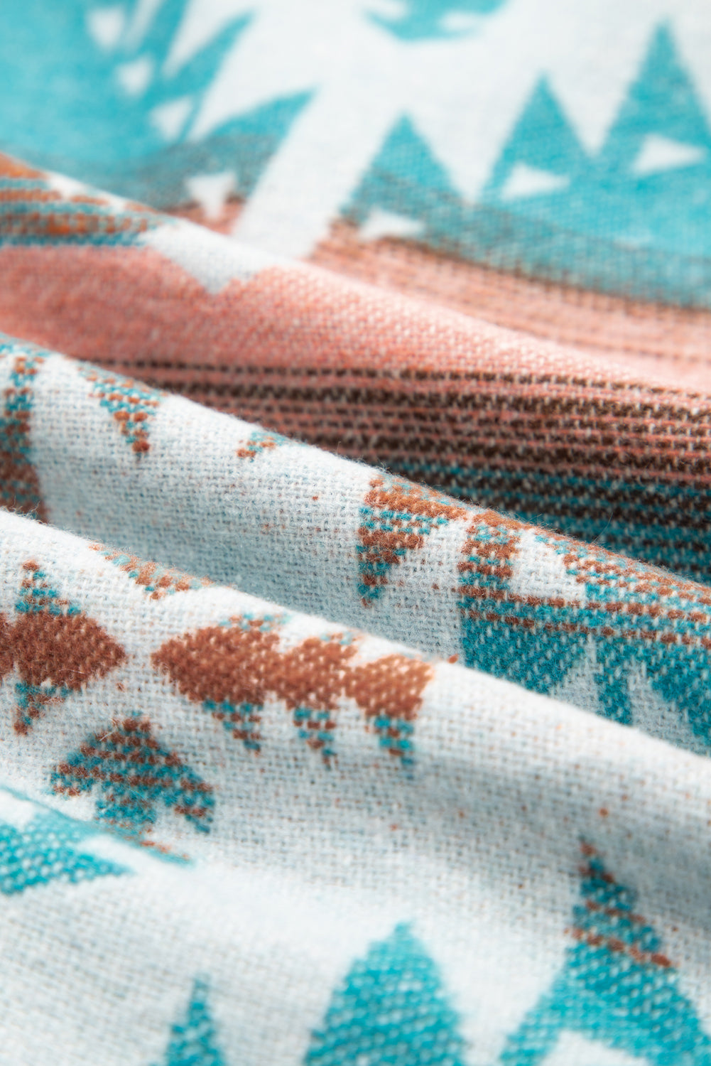 Khaki Quarter Zip Elastic Cuffs Aztec Sweatshirt