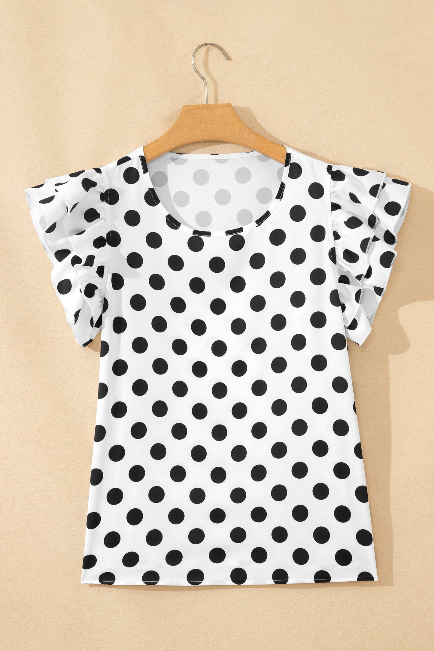Polka Dot Ruffle Sleeve Blouse Boutique Casual Top